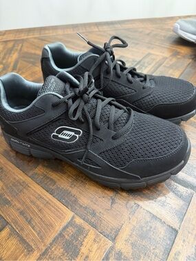 Skechers Mens Black Athletic Memory Foam Sneaker Wide Fit Dual-Lite